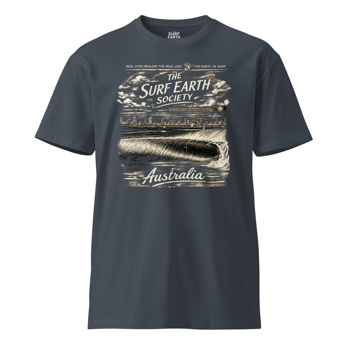 The Surf Earth Society Vintage Australia Rustic graphic tee in petrol blue