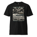 Vintage Surf Earth Society Hawaii T-shirt in black with distressed ocean wave graphic and retro typography.