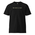 black  t-shirt with the phrase "The Earth is Surf." simple type