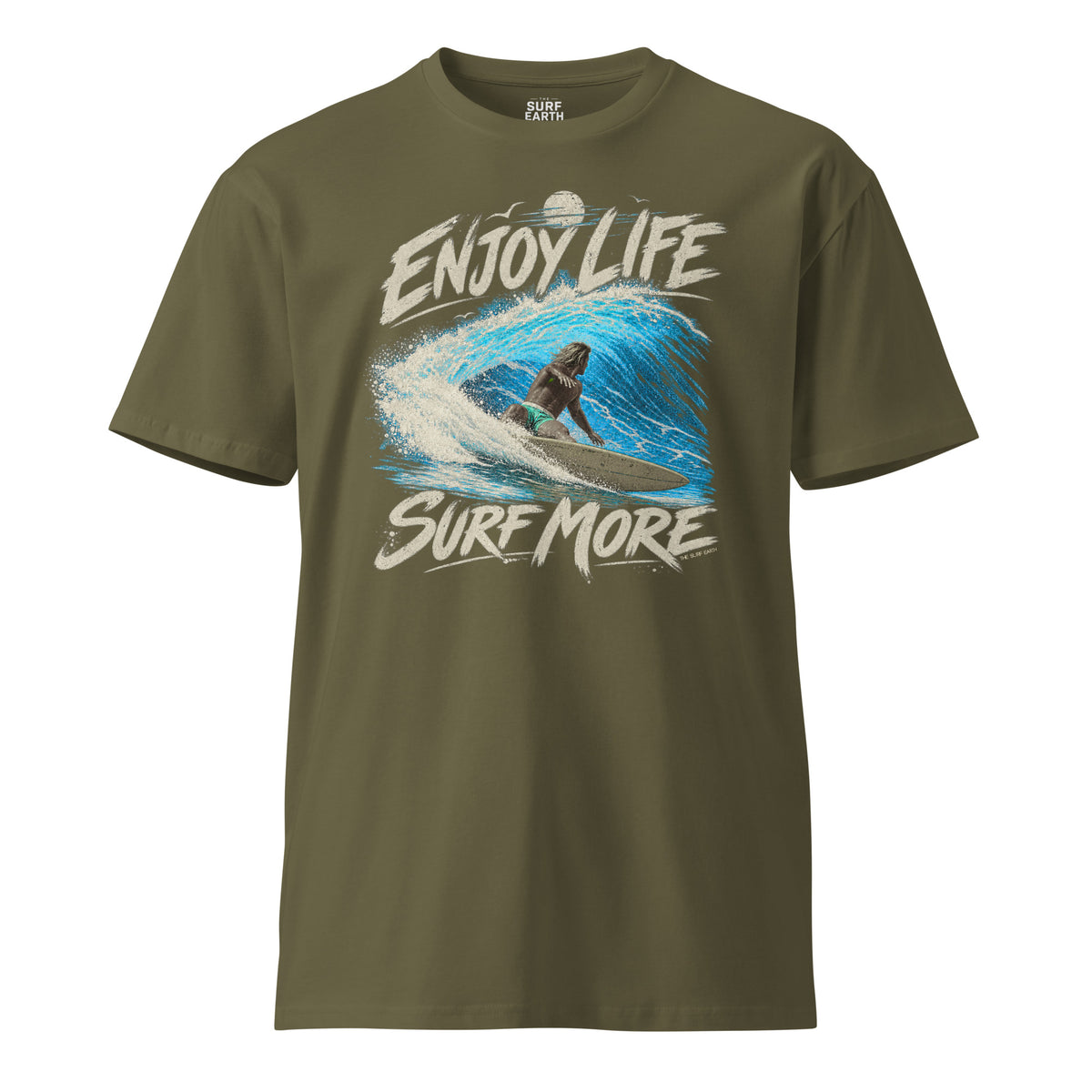 The Surf Earth Enjoy Life Surf More graphic tee in army green