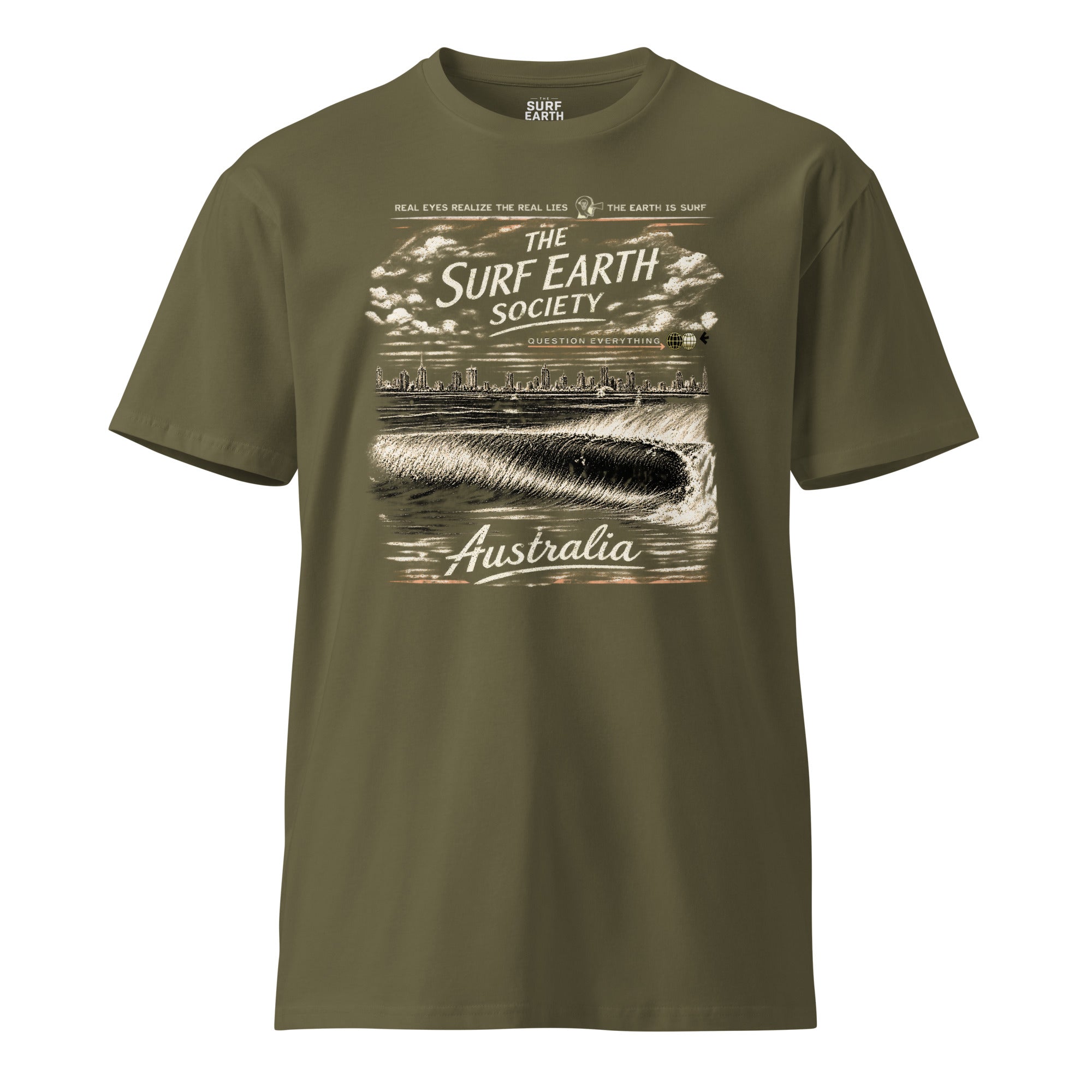 The Surf Earth Society Vintage Australia Rustic graphic tee in army green