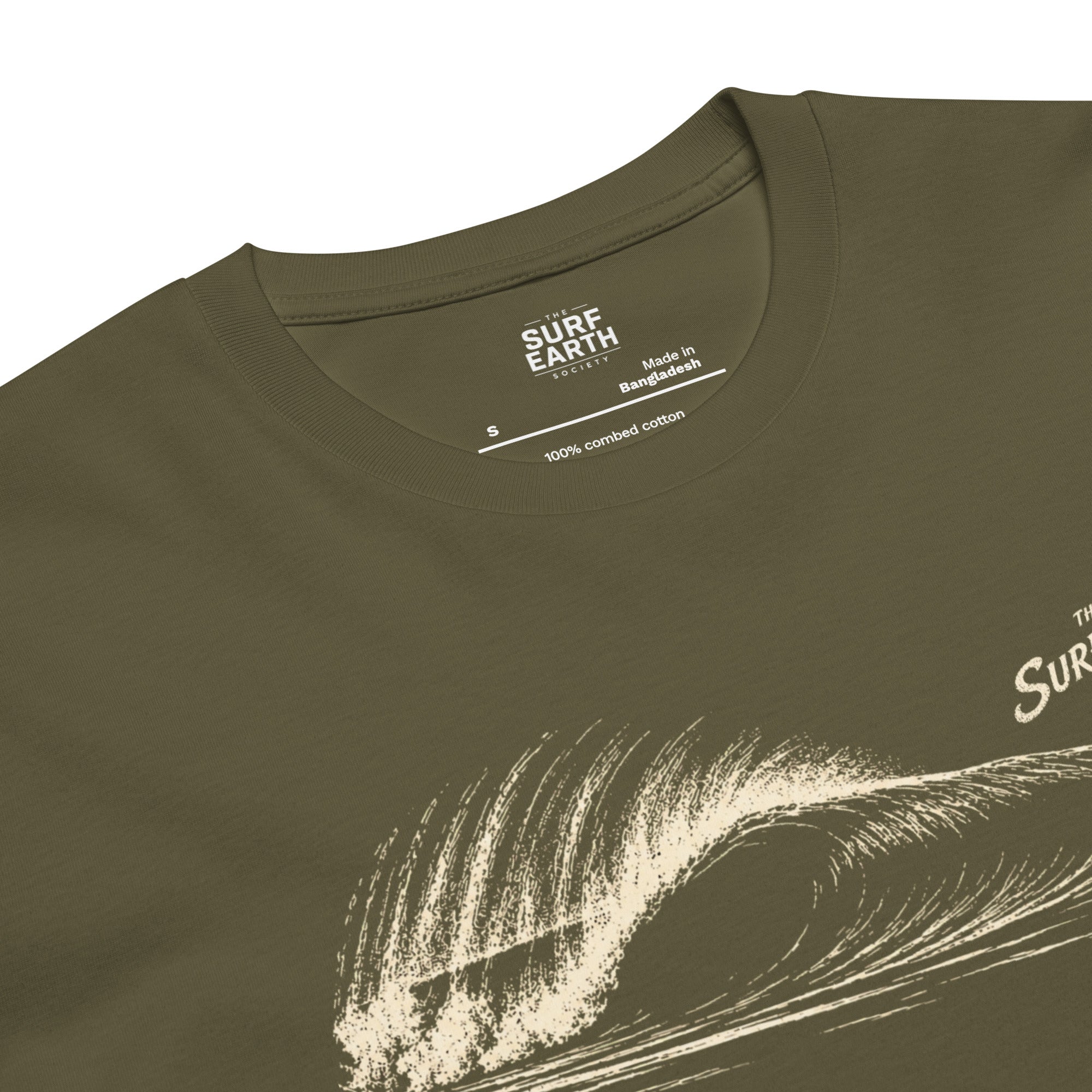 sick art pipe wave army green t-shirt the surf earth society 