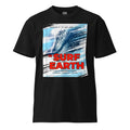80s surf earth movie poster with vintage graphic artistry on premium black t-shirt
