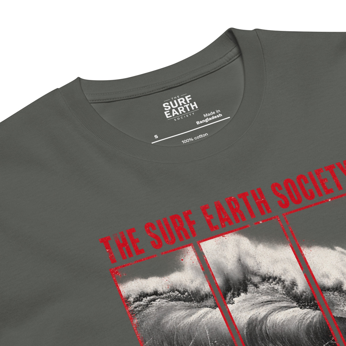 Gray Blue color Premium Japan Surf T-shirt vintage cool Red Typography wave