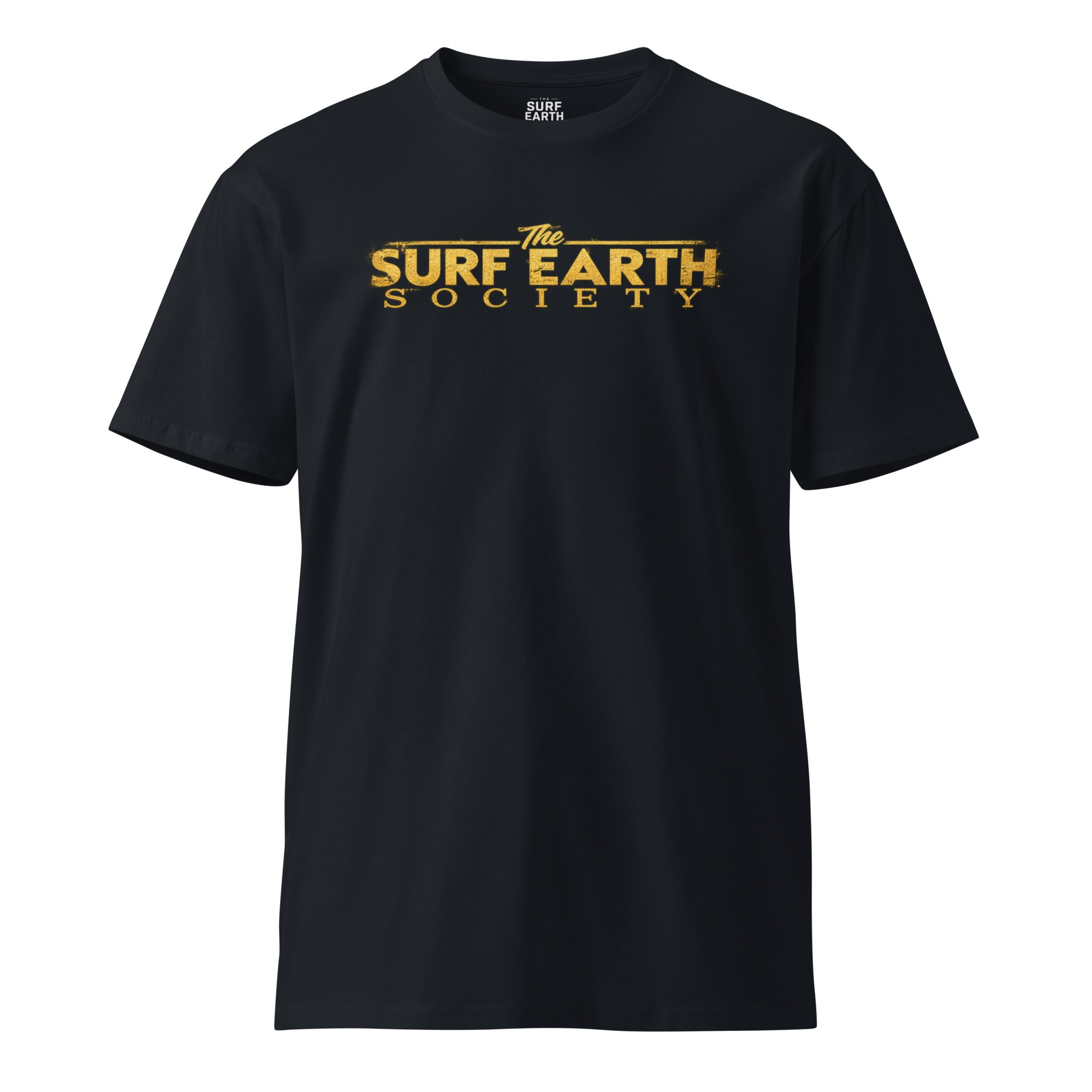 Vintage rustic Gold on Navy Surf Earth Society iconic original t-shirt