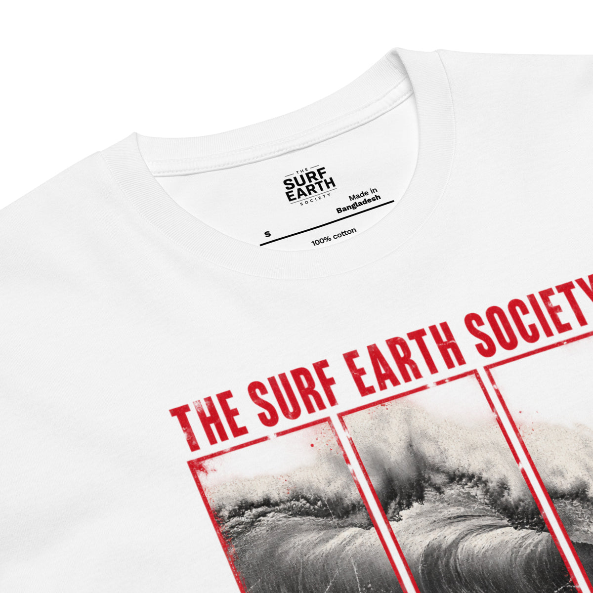 white color Premium Japan Surf T-shirt vintage cool Red Typography wave cool art rare history chiba swell